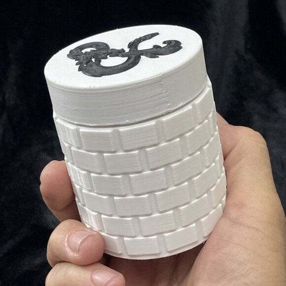 Dungeons And Dragons D&D 3d Printed Dice Storage Tower White & Black - Picture 7 of 7